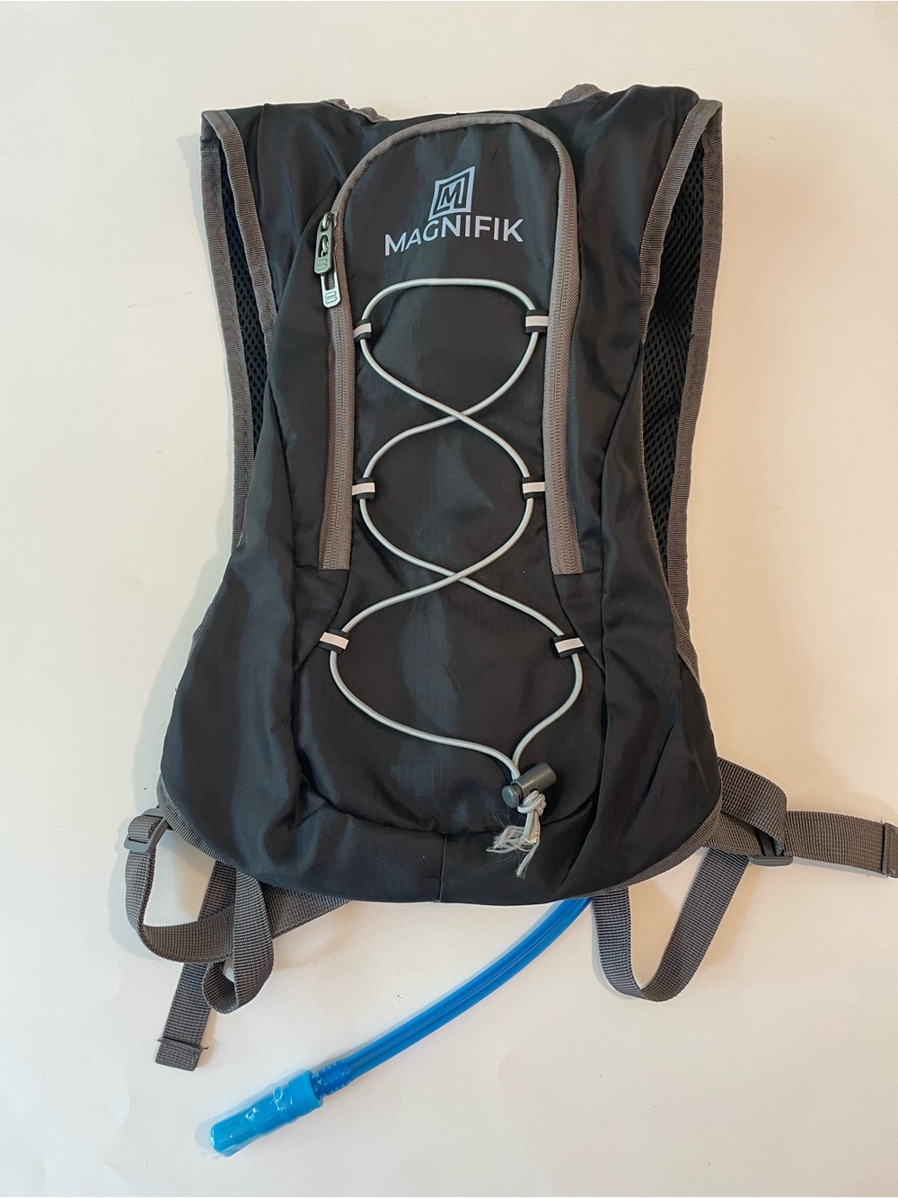 New Black Hydration Backpack with Blue Drinking Tube